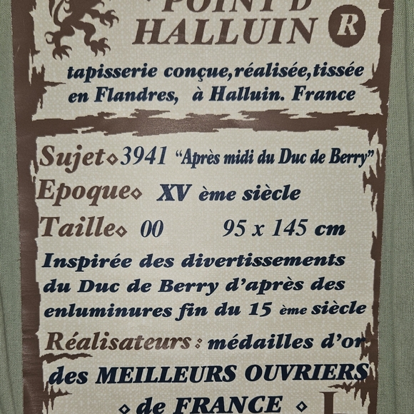 Vintage French Tapestry Victorian  French Love Scene Point D' Halluin 4.8 X 3ft - Picture 6 of 8